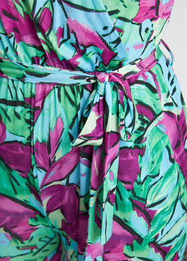 Combinaison pantalon maille extensible Vert/Fuchsia