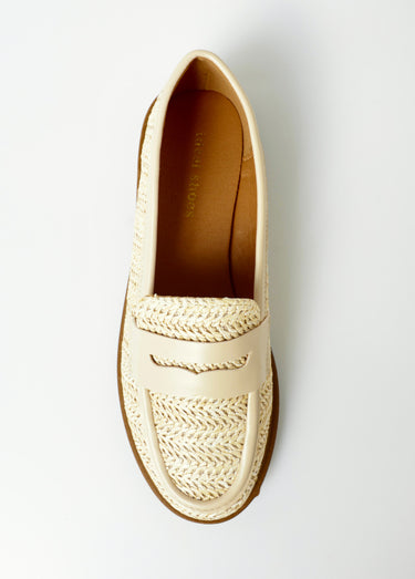 Mocassins effet natté métallisé avec patte Beige