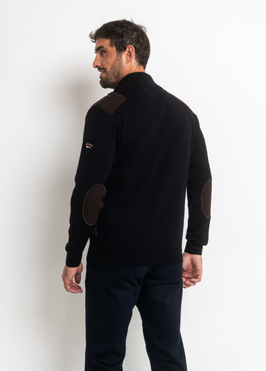 Pull maille zippé avec col montant Marine