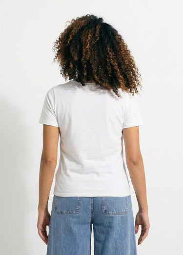 T-shirt rayé col rond message Café plage Vert/Blanc