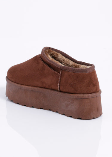 Low boots plateforme en suédine fourrées Marron