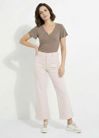 Jean flare taille haute, spécial PETITE Rose des bois