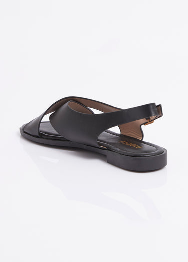 Sandales plates avec brides croisées Noir