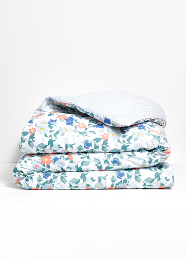 Parure de lit 3 pièces avec housse de couette, fleurettes Blanc