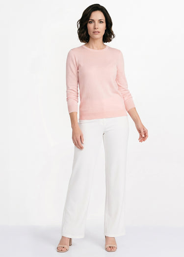 Pull laine mérinos manches longues Rose The