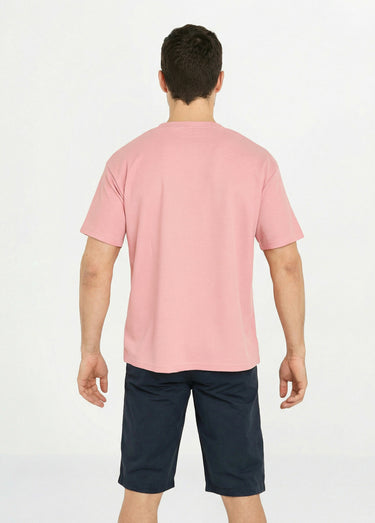 T-shirt maille texturée manches courtes Rose
