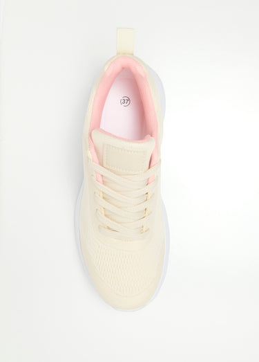 Baskets de sport en mesh avec lacets Beige
