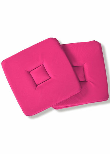 Galettes de chaise unies avec nouettes Fuchsia Lot 2