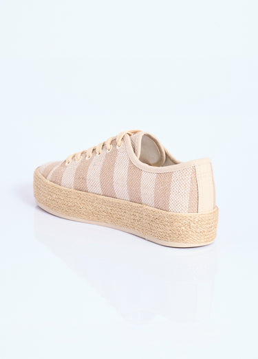 Baskets semelle plateforme façon corde Raye Beige