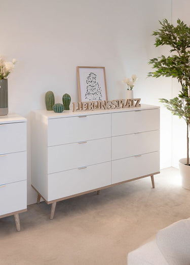 COPENHAGUE Commode 2 tons 6 tiroirs Blanc