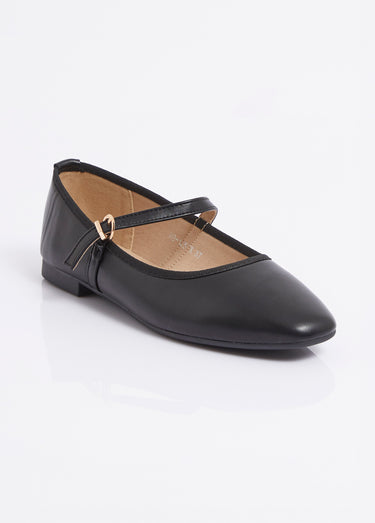 Ballerines babies plates avec bride Noir