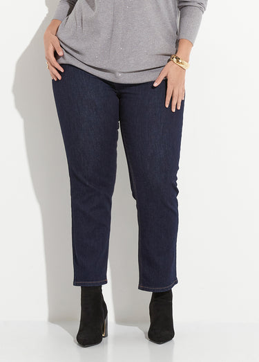 Jean mom en denim, spécial GRANDE TAILLE Bleu Brut