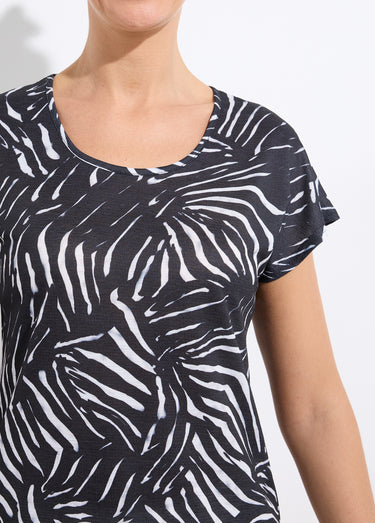 T-shirt col rond manches courtes imprimé Noir