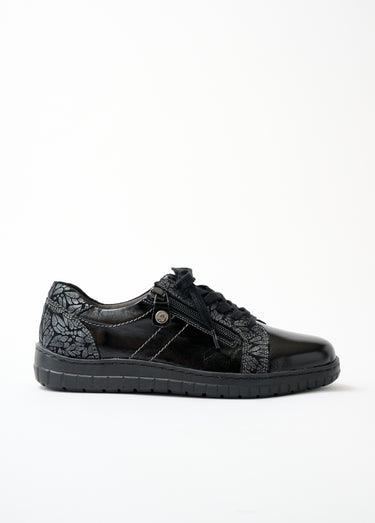 Baskets largeur confort lacées et zippées Noir