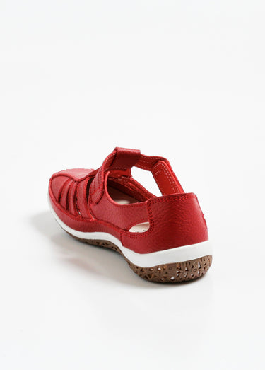 Ballerines en cuir ajouré semelle confort Rouge