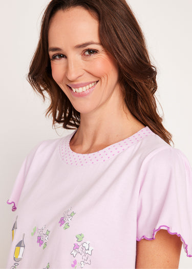 Pyjama court coton imprimé Parme