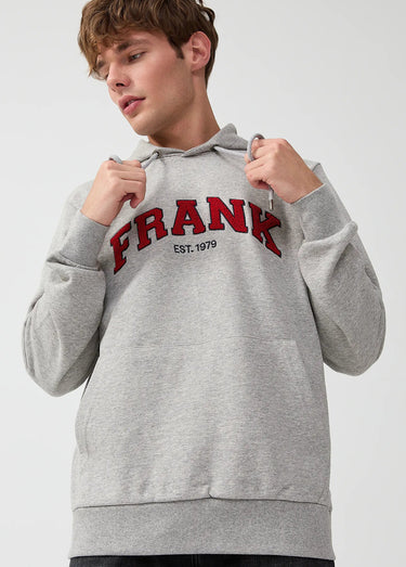 Sweat shirt à capuche, logo bouclette Gris