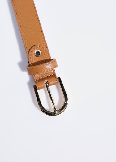 Ceinture en cuir grainé boucle métal Camel