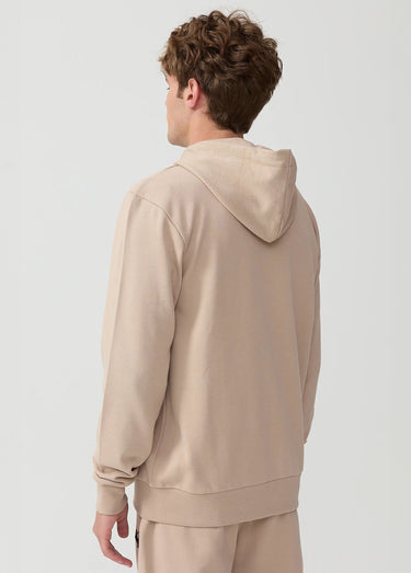 Sweat shirt zippé à capuche, kangourou Beige