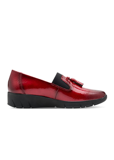 Mocassins vernis compensés à glands Bordeaux