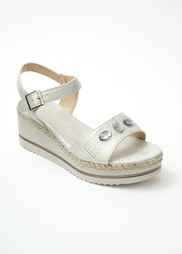 Sandales vegan largeur confort plateforme Argent