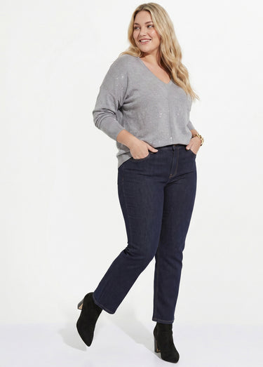 Jean mom en denim, spécial GRANDE TAILLE Bleu Brut