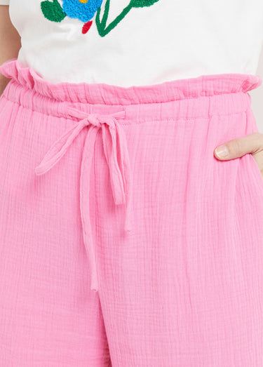 Pantalon large tendance, gaze de coton Rose