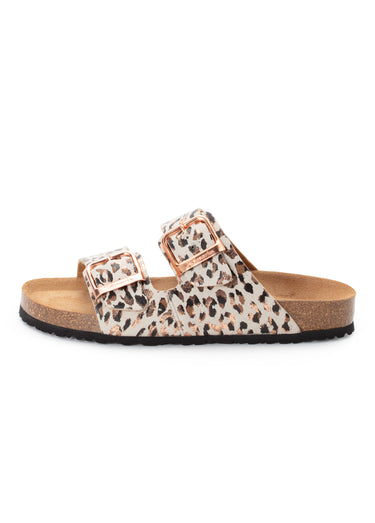 Mules anatomiques ouvertes motif léopard Beige Leopard