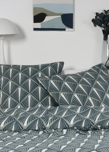 Parure flanelle 240 x 220cm, Art déco Vert