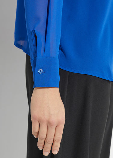 Chemisier vaporeux voile manches longues Bleu