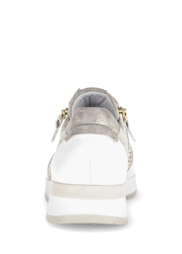 Baskets sportwear en cuir, lacets et zips Beige