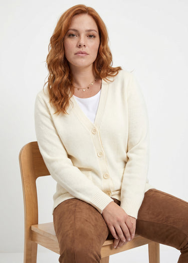 Gilet boutonné maille épaisse Ecru