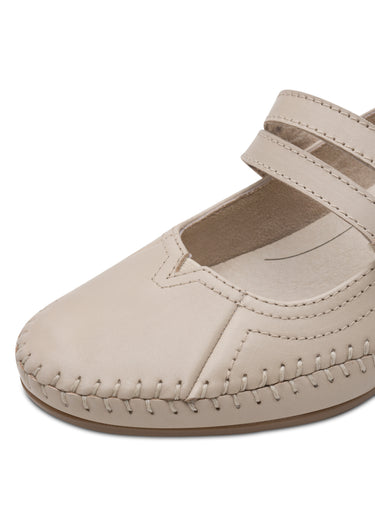 Escarpins confort en cuir façon babies Beige