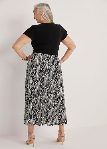 Robe longue cache-coeur base imprimée Imprimé noir