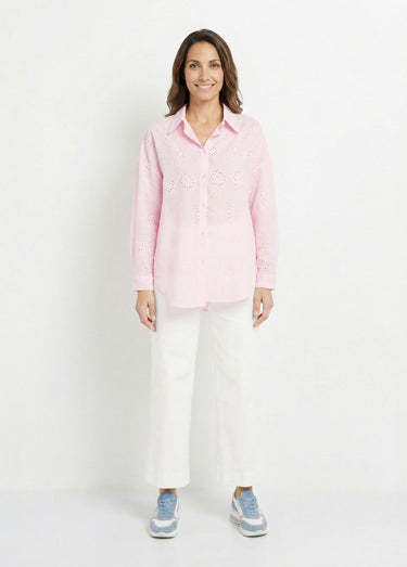 Chemisier coton avec broderie anglaise Rose