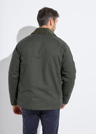 Veste anglaise chic ouatinée col velours Kaki