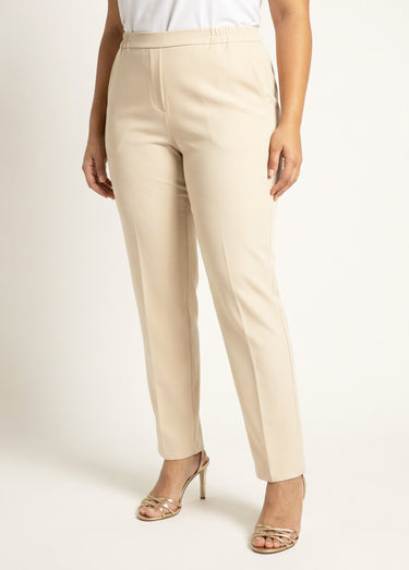 Pantalon droit taille semi-élastiquée Sable