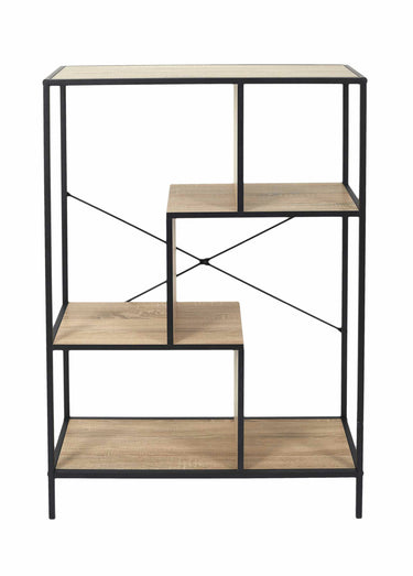 Etagère zigzag 4 niveaux en métal foncé Bois / Noir