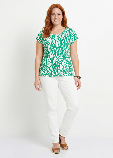 T-shirt court motif graphique Vert/Blanc