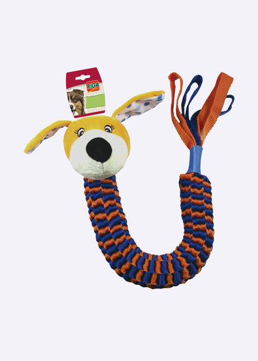 Jouet tressé pour animal, forme chien Orange/Bleu