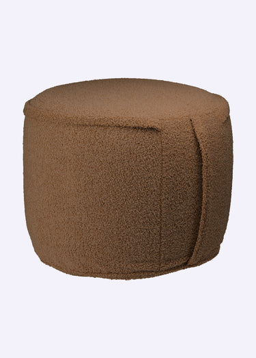 Pouf déco gonflable rond, aspect laineux Marron