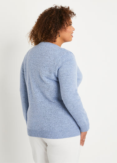 Gilet col V boutonné brodés strassé Bleu