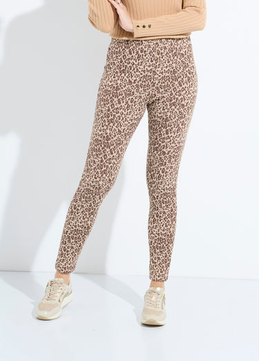 Legging imprimé léopard taille élastiquée Beige/Camel
