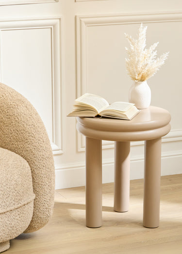Table d'appoint bois forme tabouret PLUMP Beige