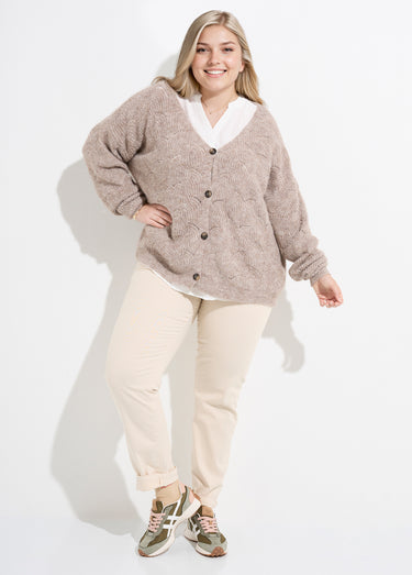 Gilet chaud maille mousseuse avec laine Beige