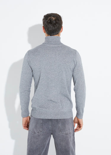 Pull col roulé en maille fine jauge Gris