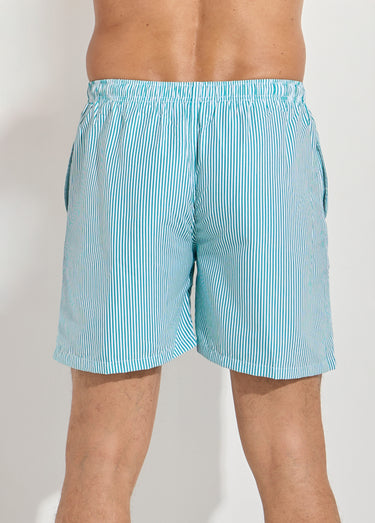Short de bain à rayures fines Raye Vert