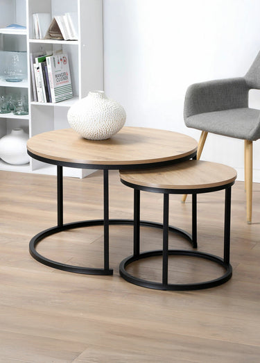LENNY Tables basses plateau effet chêne Bois Clair