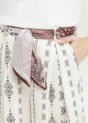 Pantalon large ethnique + foulard taille Blanc imprimé