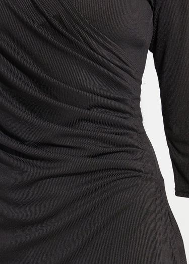 Robe cache coeur jersey cotelé Essentiel Noir